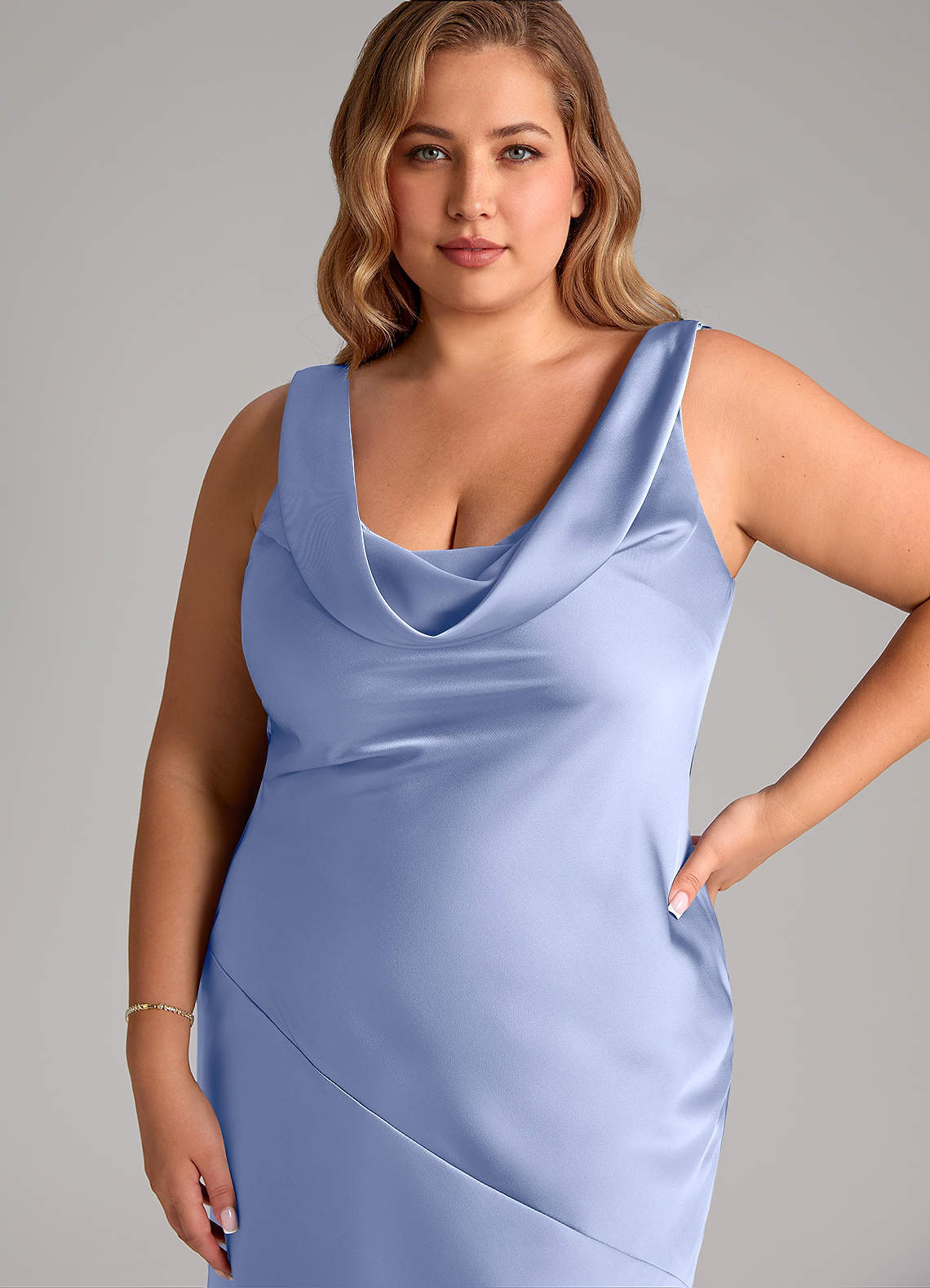 Azazie Rylina Bridesmaid Dresses Ice Mermaid Stretch Satin Dress image10