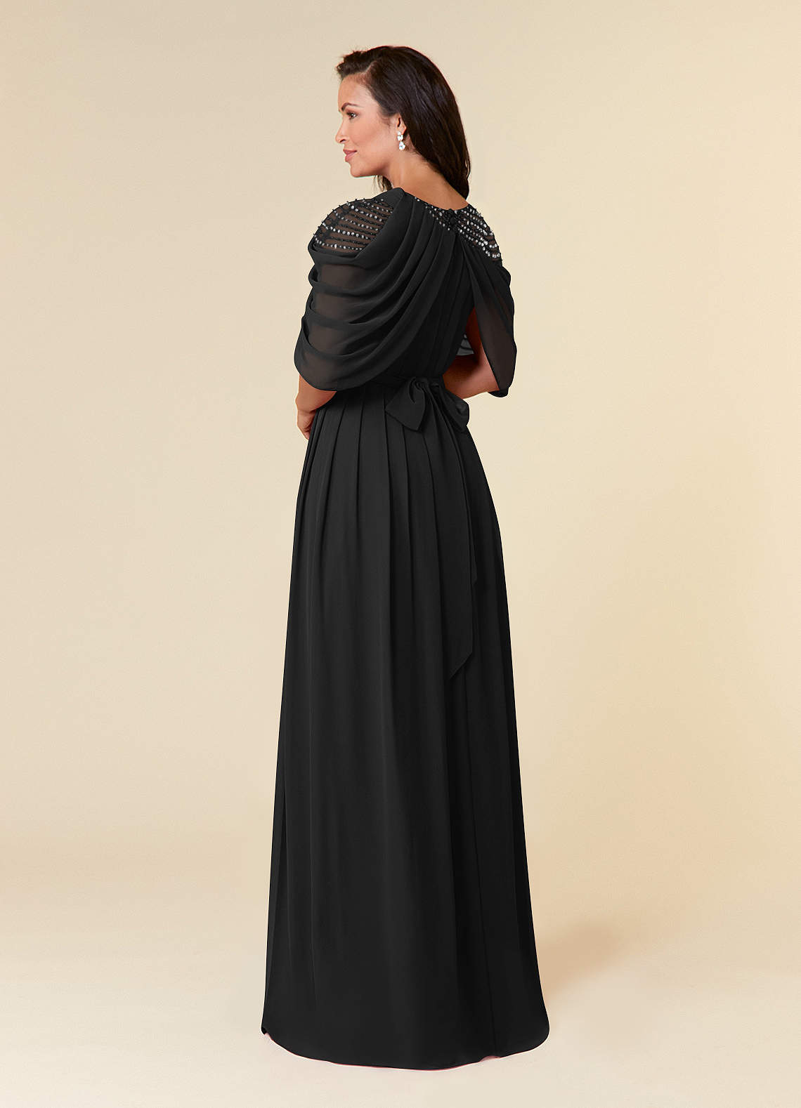Azazie Olena Mother of the Bride Dresses Black A-Line Sequins Chiffon Dress image3