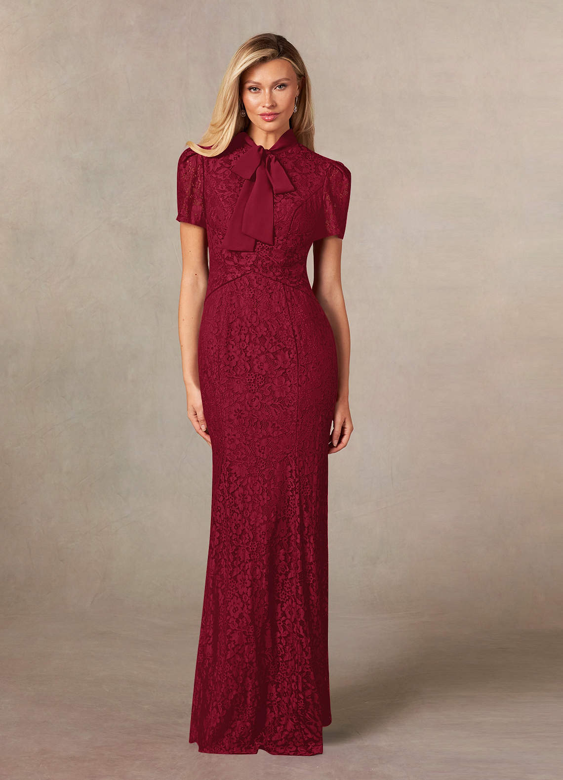 Azazie Carleannia Mother of the Bride Dresses Burgundy Mermaid Lace Chiffon Dress image1