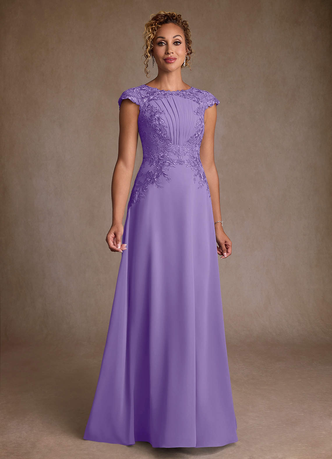Azazie Christi Mother of the Bride Dresses Tahiti A-Line Lace Chiffon Dress image1