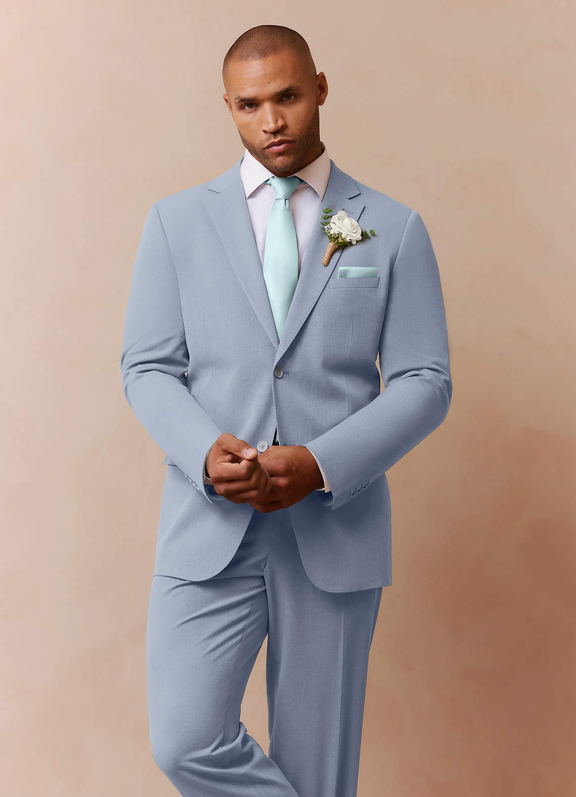 Savile Light Blue Wool Blend Suit Jacket | Classic Long Suit