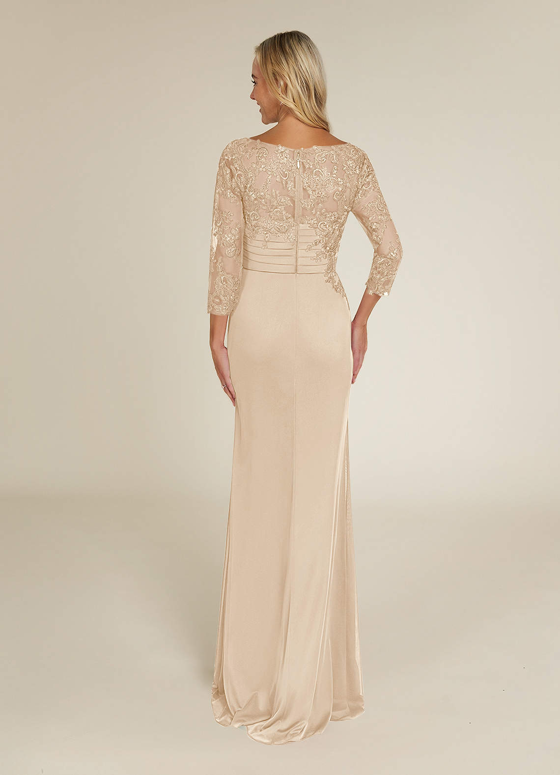 Azazie Alisondra Mother of the Bride Dresses Champagne Sheath Scoop Lace Lace Dress image1