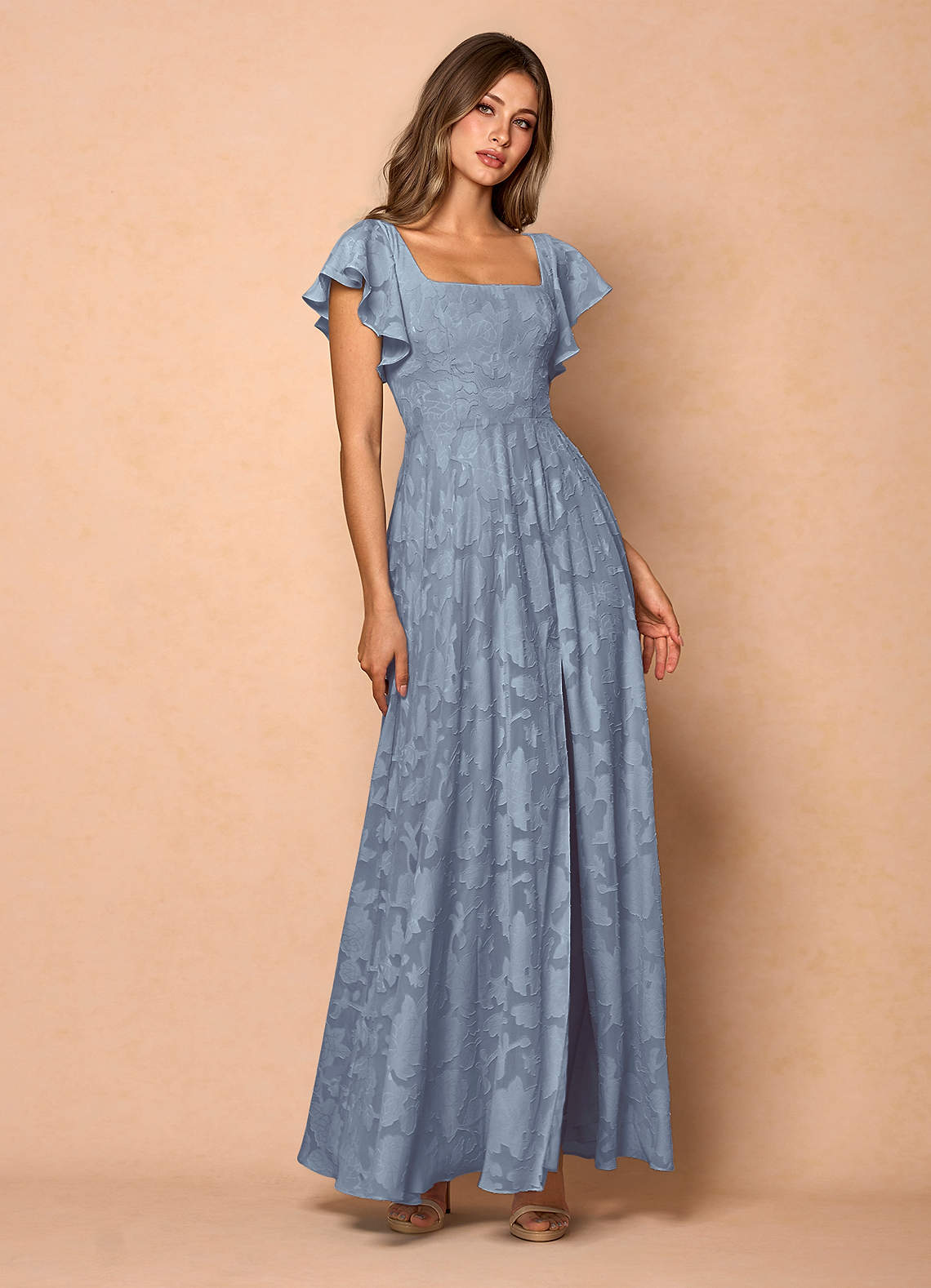 Anna Powder Blue Ruffled Maxi Dress image1