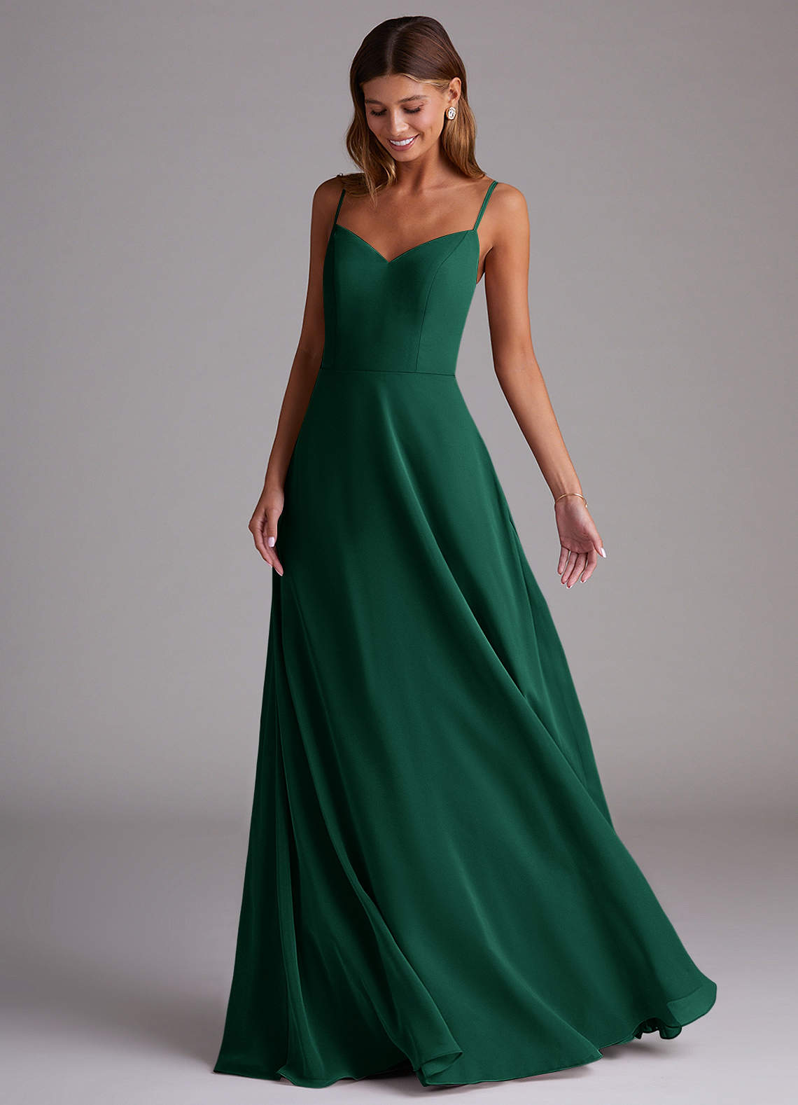 Azazie Marley Morsiusneito Mekot A-linja Olkapään ulkopuolella Sifonki Lattian pituus Pukeutua image4