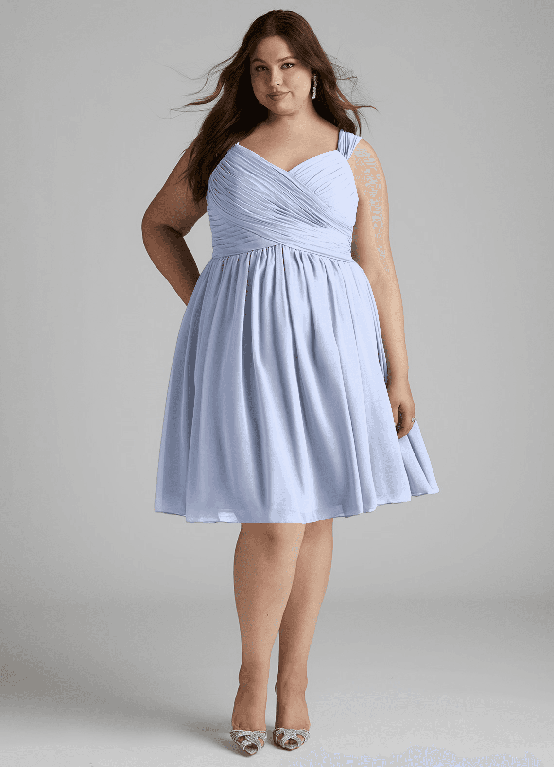 Azazie Angie Bridesmaid Dresses Ice A-Line Corset Chiffon Dress image1