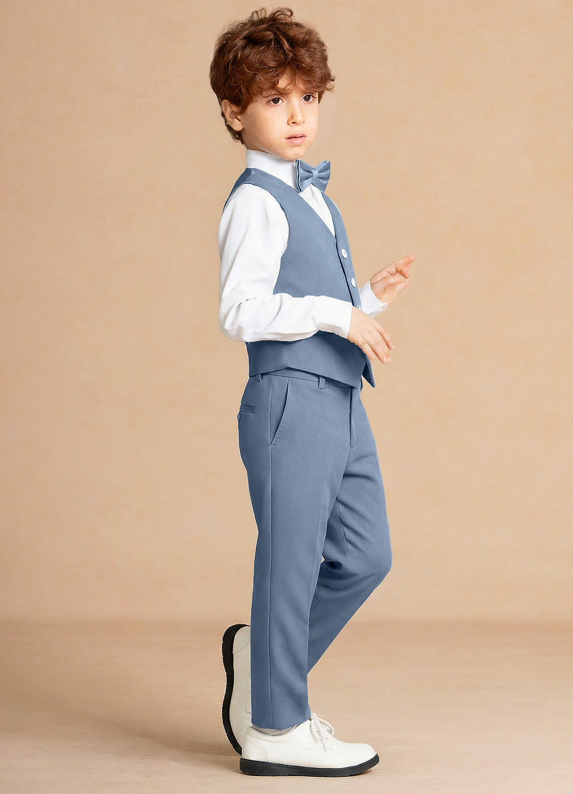 front Finn Dusty Blue Boy Vest 3-Piece Suit