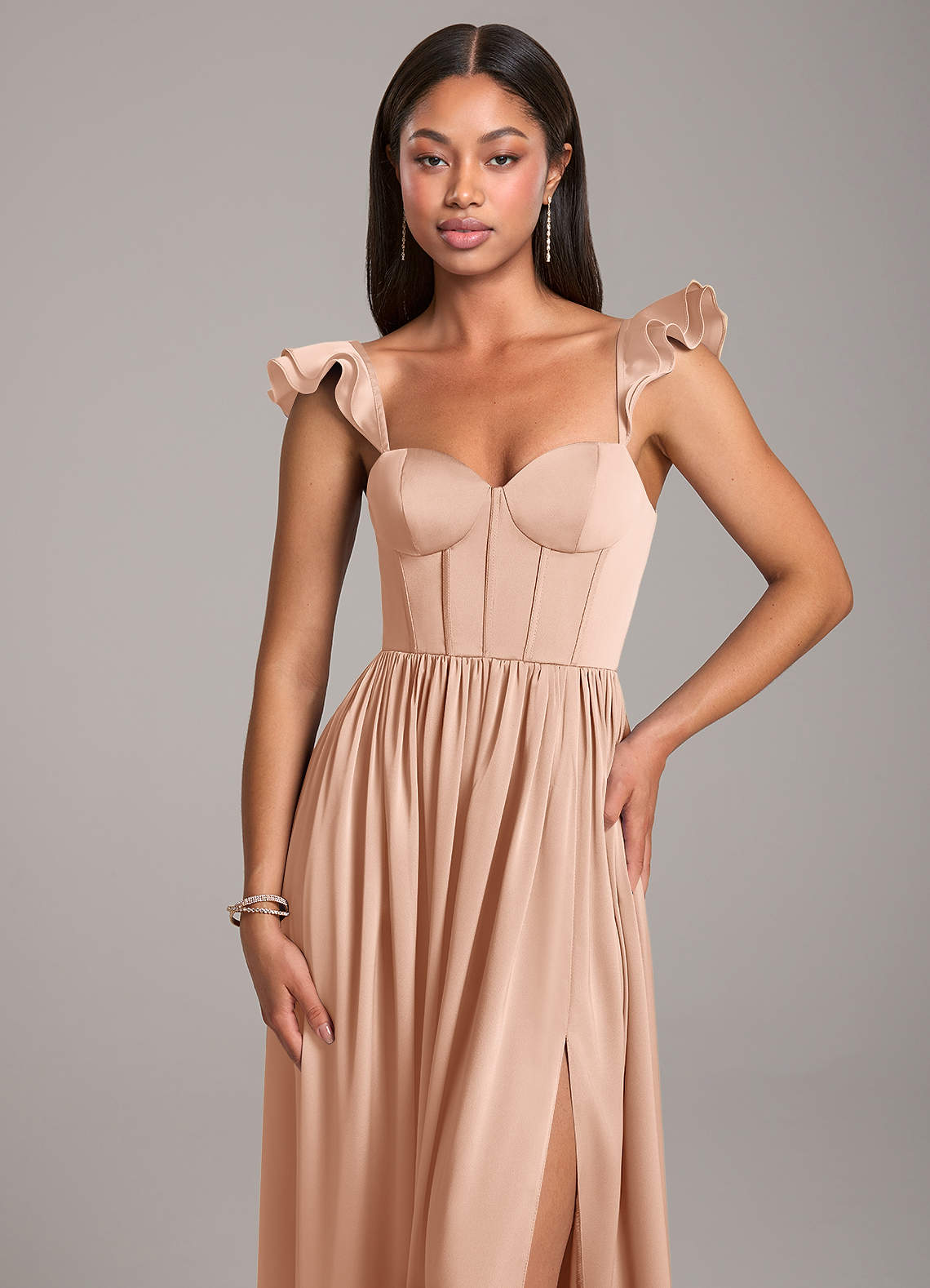 green emerald velvet dress Zapakasa Women Rose Gold Prom Dress Mermaid Beaded Ruched Sequin Corset Evening Dress with Side Slit, Rose Pink / US2