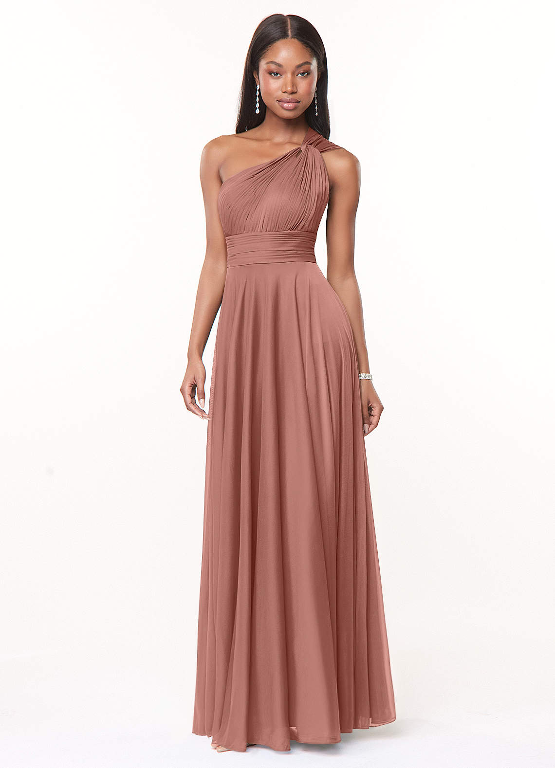 Azazie Charlize Cedar Rose Mesh Bridesmaid Dresses | Azazie