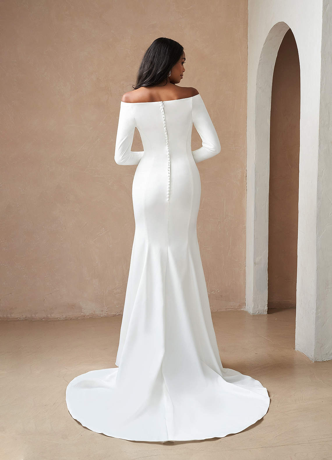 Azazie Marlin Wedding Dresses Diamond White Mermaid Off the Shoulder Satin Dress image1
