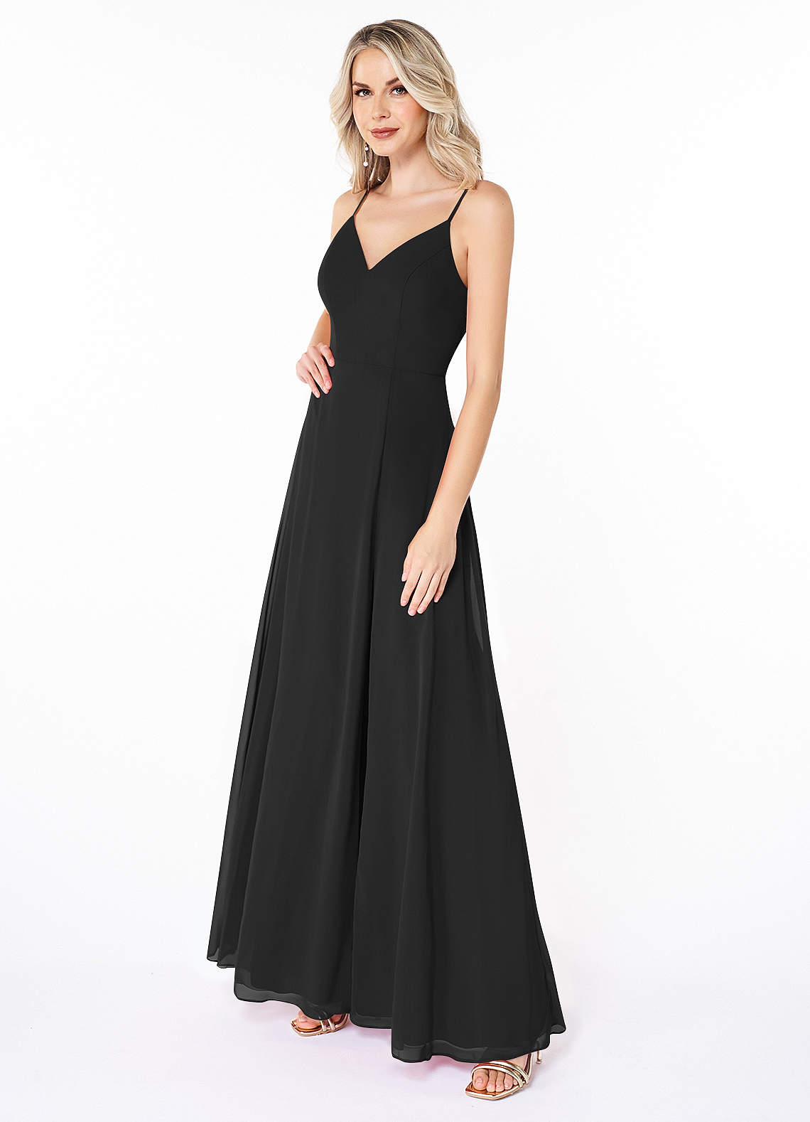 Azazie Lena Ready to Ship Black Chiffon Bridesmaid Dresses | Azazie