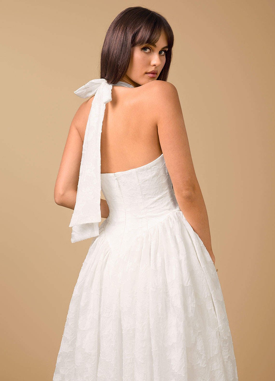 aline white midi dress White A-line Midi Dress With Sweetheart Neckline and Wide Straps for Bridal  or Cocktail Parties