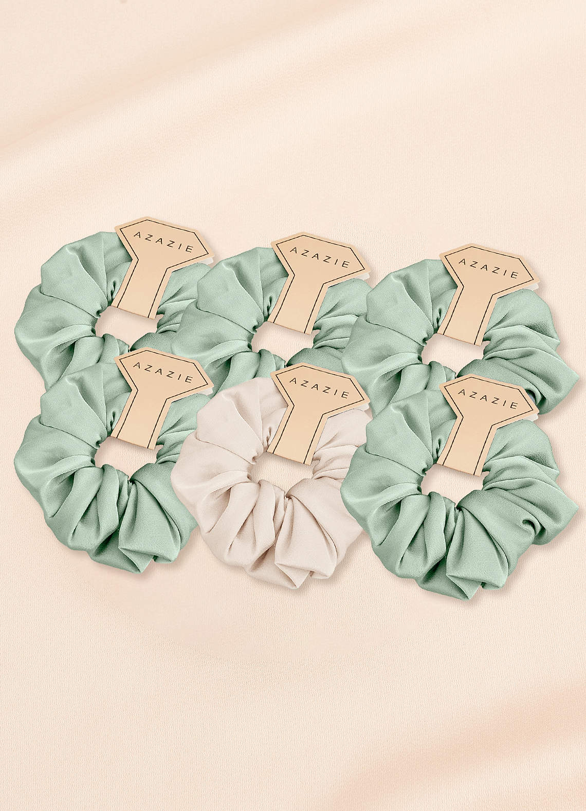 front Six-Piece Mixed Color Bridesmaid Stretch Satin Over Size Scrunchie Set