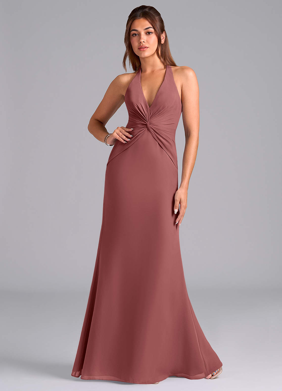 Azazie Valerie Bridesmaid Dresses Amethyst Mermaid Pleated Chiffon Dress image1