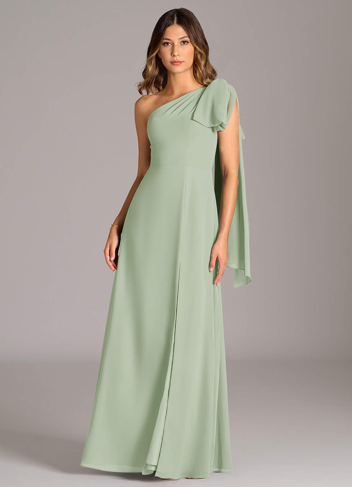dusty sage chiffon bridesmaid dresses Azazie Ayla