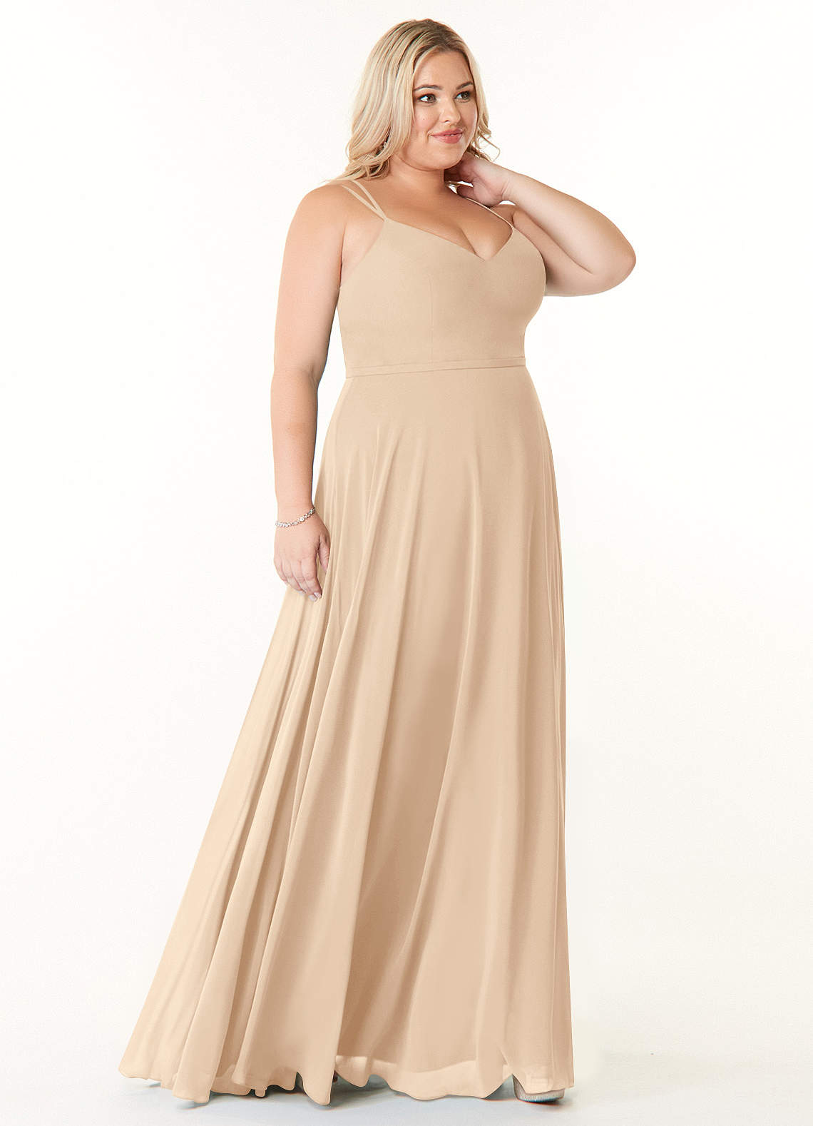 Azazie Janine Sand Chiffon Bridesmaid Dresses | Azazie