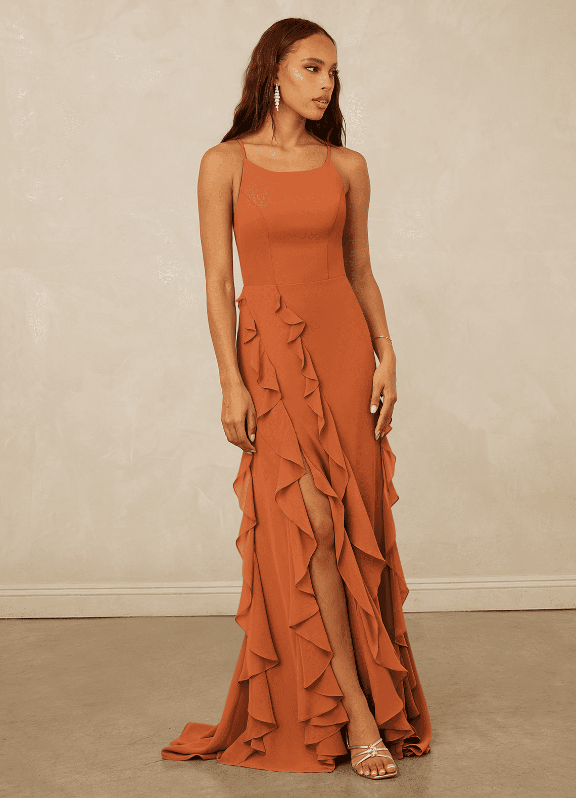 Christian Siriano Bridal for Azazie 1006 Bridesmaid Dresses Cinnamon Mermaid Ruched Chiffon Dress image1