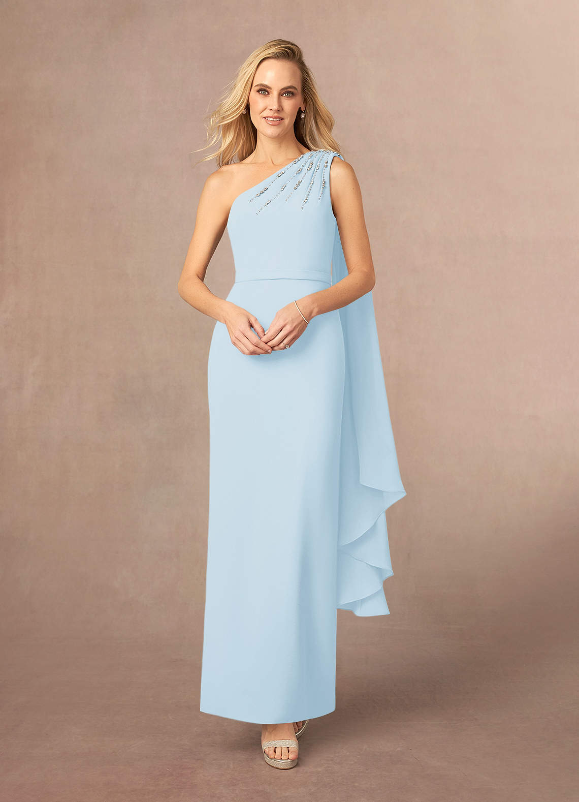 Azazie Gianna vestidos de madre de la novia Vestido de Azul Cielo de Crepé elástico con Hombro unilateral image1