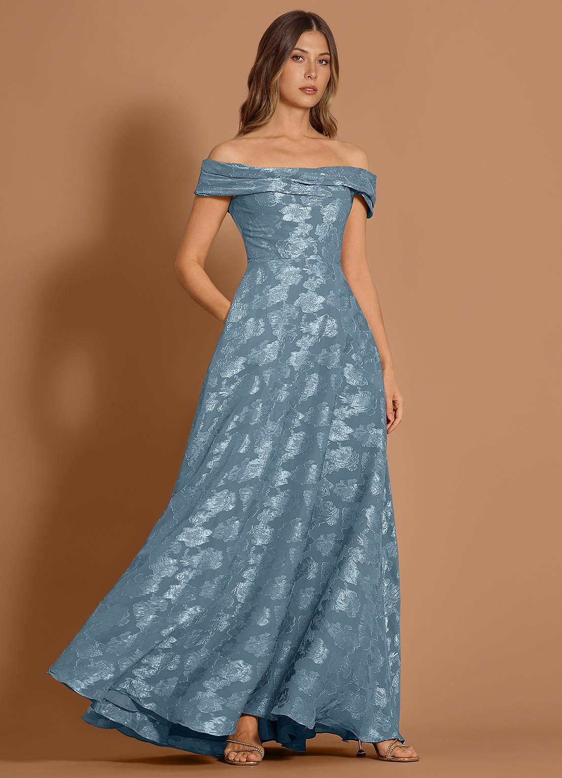 formal dresses miranda Miranda Gold Velvet Formal Maxi Dress - US 14 main image 1