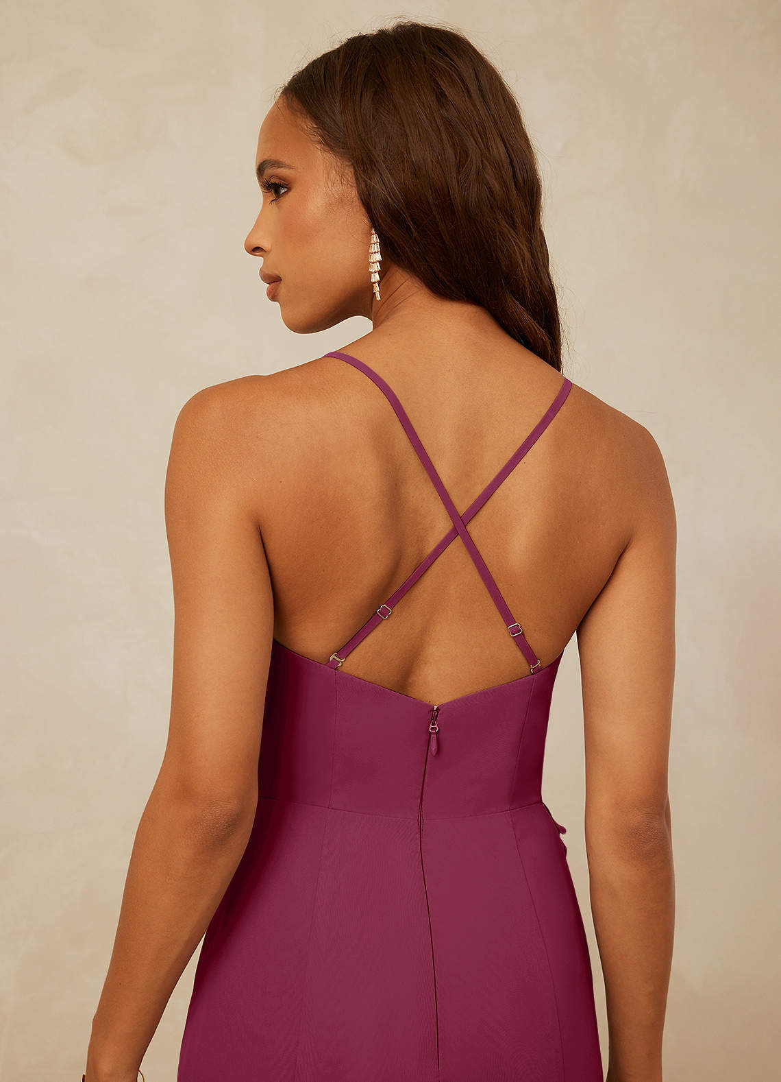 Christian Siriano Bridal for Azazie 1006 Bridesmaid Dresses Mulberry Mermaid Ruched Chiffon Dress image6