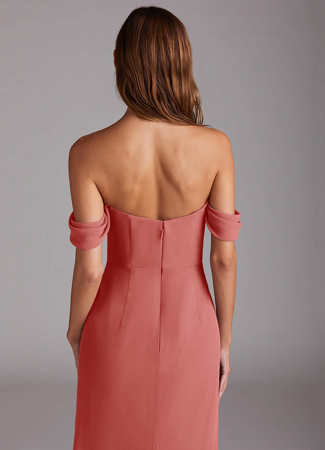 Azazie Saige Robes de demoiselle d'honneur Robe Trapèze Convertible en Mousseline de soie Épaule décolletée Antique Rose image5