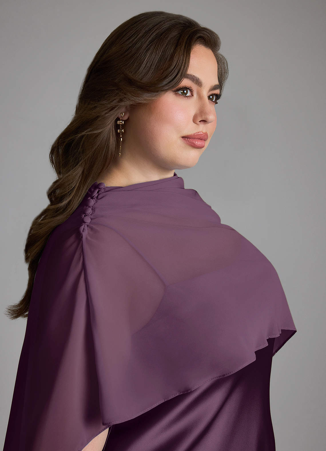 Azazie Jaleesa Bridesmaid Dresses Plum Sheath High Neck Stretch Satin Dress image15