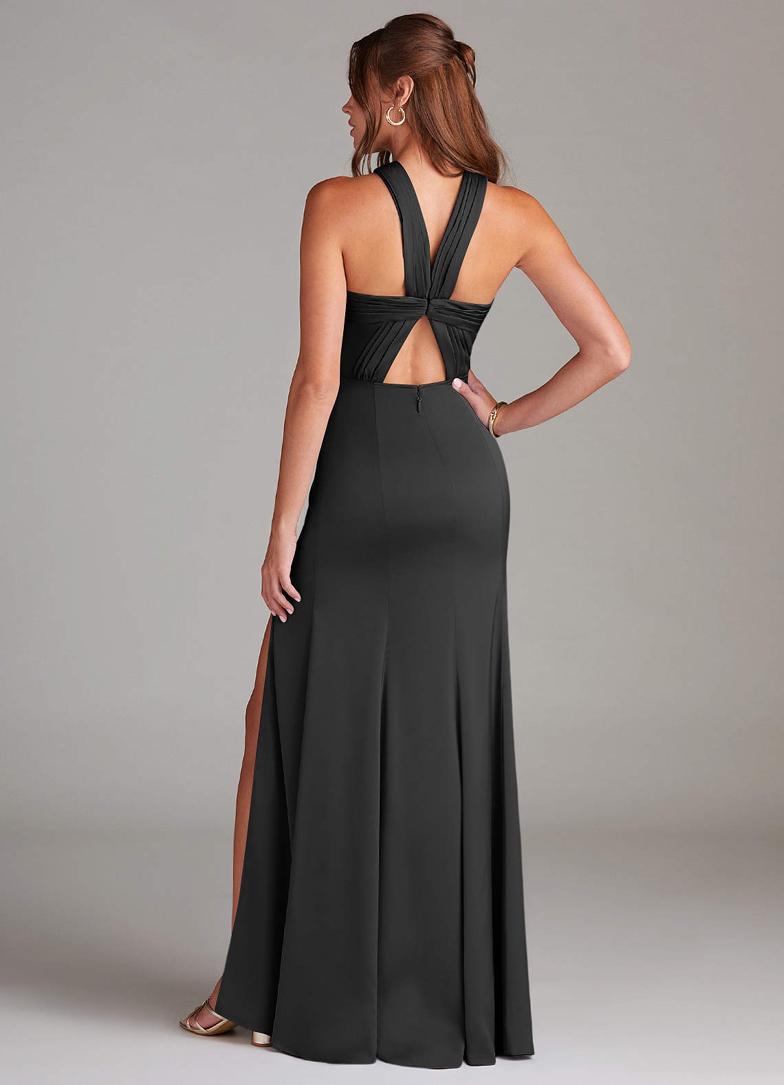 off shoulder black dress mini Anderson Maxi Dress ~ Black Luxe Satin – Show Me Your Mumu main image 1