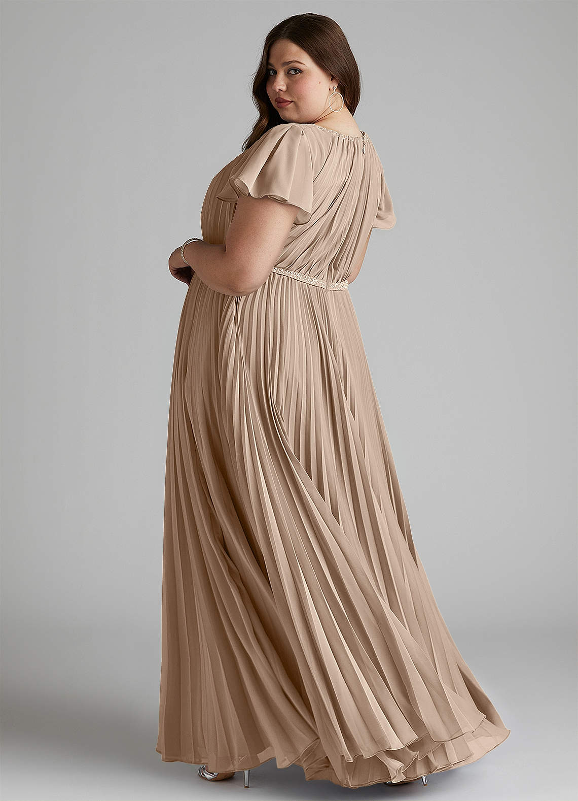 Azazie Kara Modest Bridesmaid Dresses A-Line Pleated Chiffon Floor-Length Dress image10