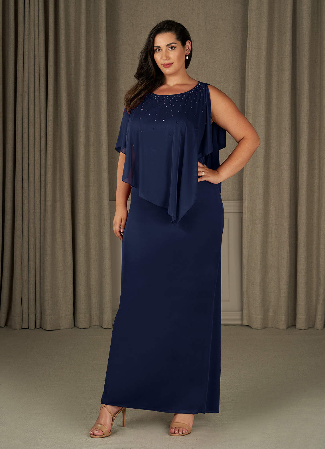Azazie Aspyn Plum Sheath Beaded Mesh Dress Ready to Ship | Azazie UK