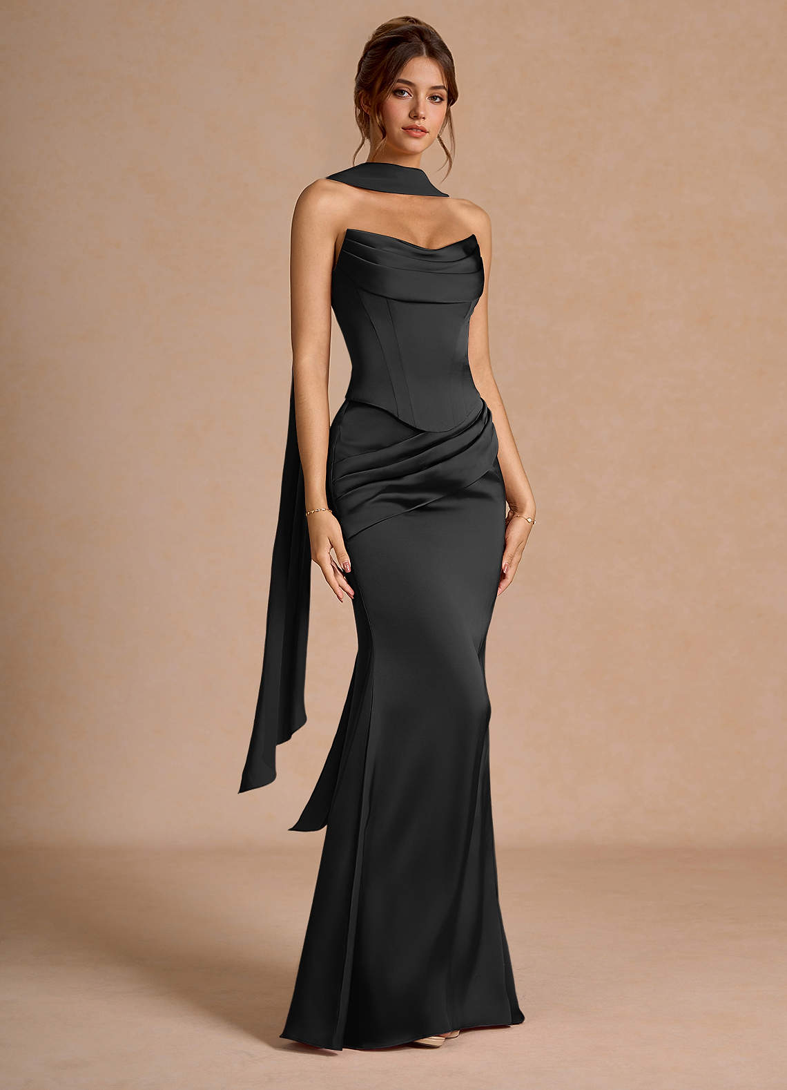 black two piece mermaid dress Black Mermaid Lace Evening Dress,Evening Dress with Long Sleeves,Two Piece Dress PD00084, US6 / Burgundy