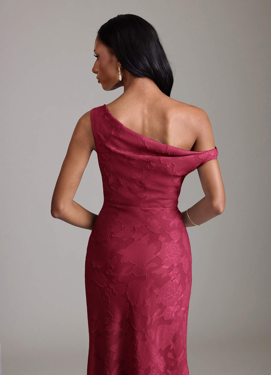 Azazie Emerson Vestidos de damas de honor Vestido de Borgoña de Devorado Floral de Corte Sirena con Vestidos sin tirantes image6