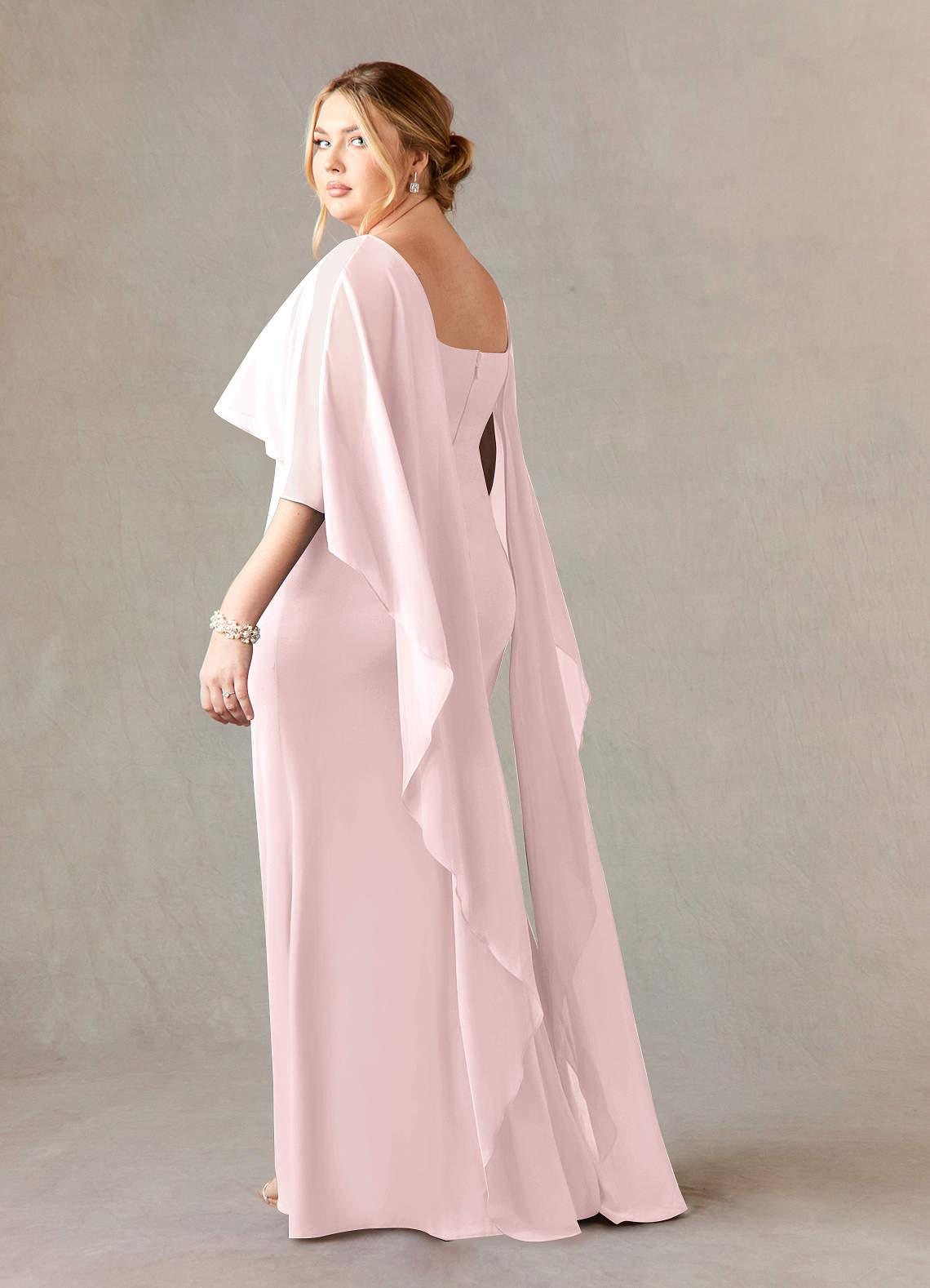 Azazie Dion Mother of the Bride Dresses Blushing Pink Sheath Scoop Stretch Crepe Dress image10