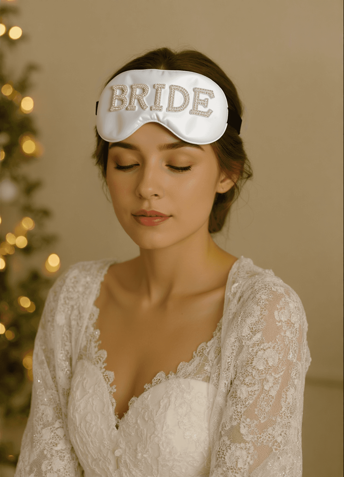 front Bride & Wifey Pearl Rhinestone Sleep Mask