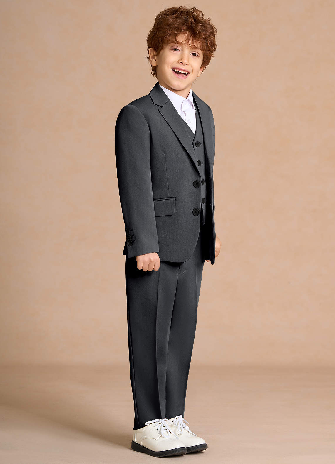 front Oliver 숯 소년용 3피스 정장