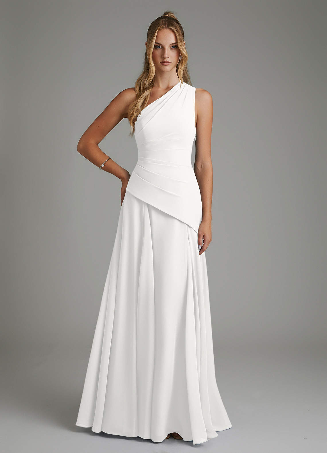holly bridesmaid dress Azazie A-Line One-Shoulder Floor-Length Chiffon Dresses Esteban Cortazar Blue Viscose antla_in_funnel_2460 Size:Custom Made(Leave note about exact measurements in the order inbox) Off White Sizes