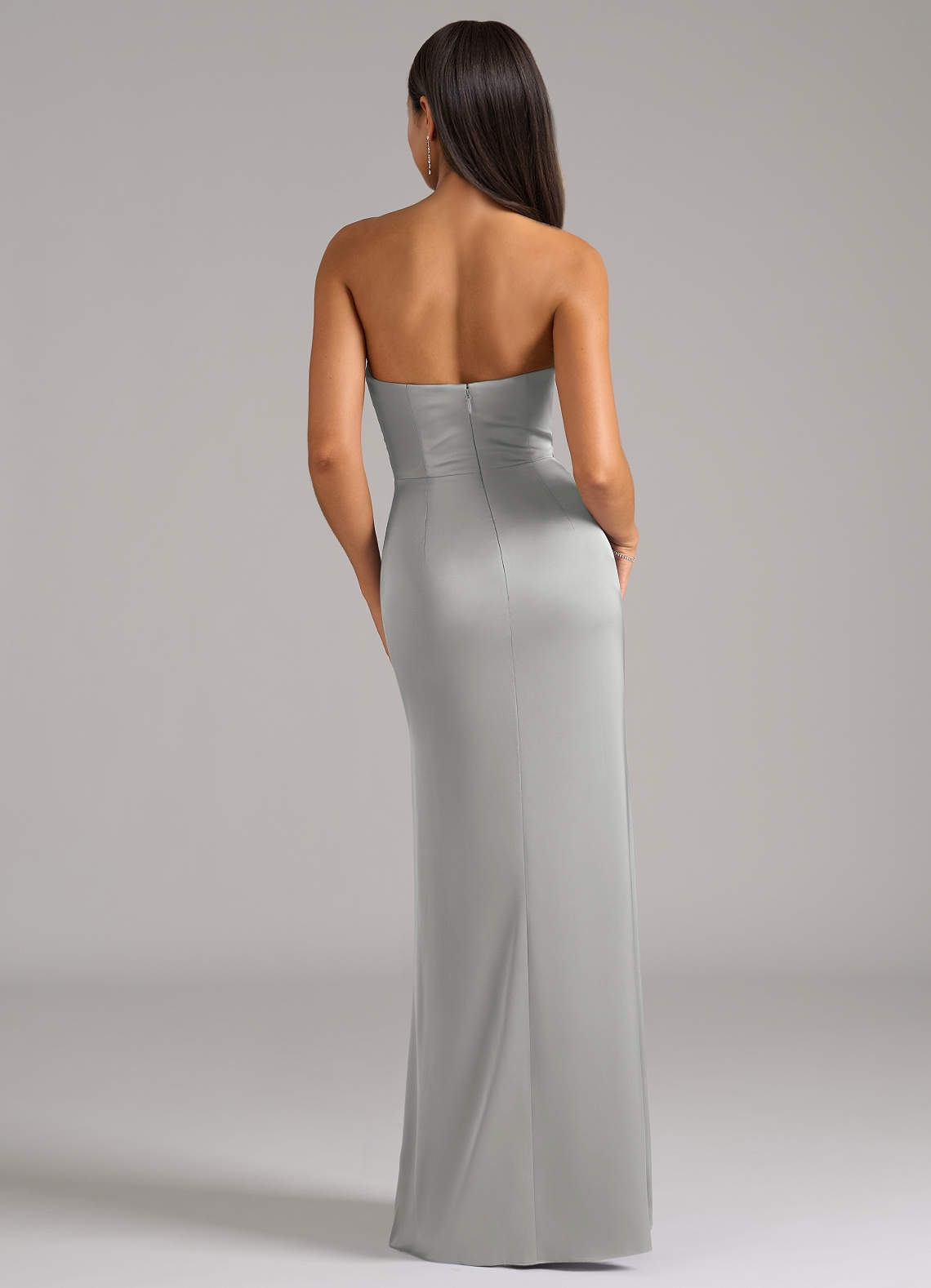 Azazie Marla Brudepigekjoler Skede Stropløs Stræk satin Gulv-længde Kjole image5