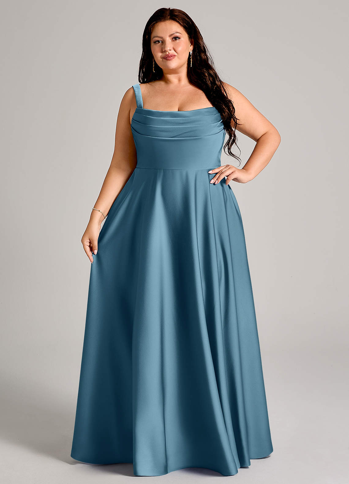 Azazie Shaude Bridesmaid Dresses Bermuda A-Line Pleated Stretch Satin Dress image11