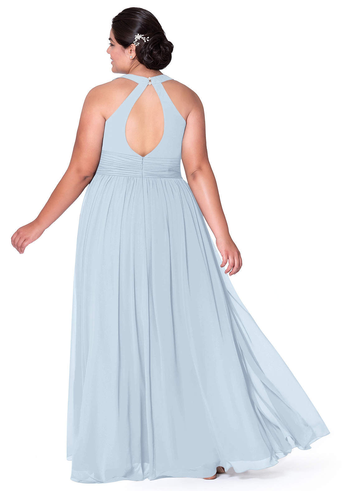 Azazie Natasha Bridesmaid Dresses A-Line Pleated Chiffon Floor-Length Dress image1