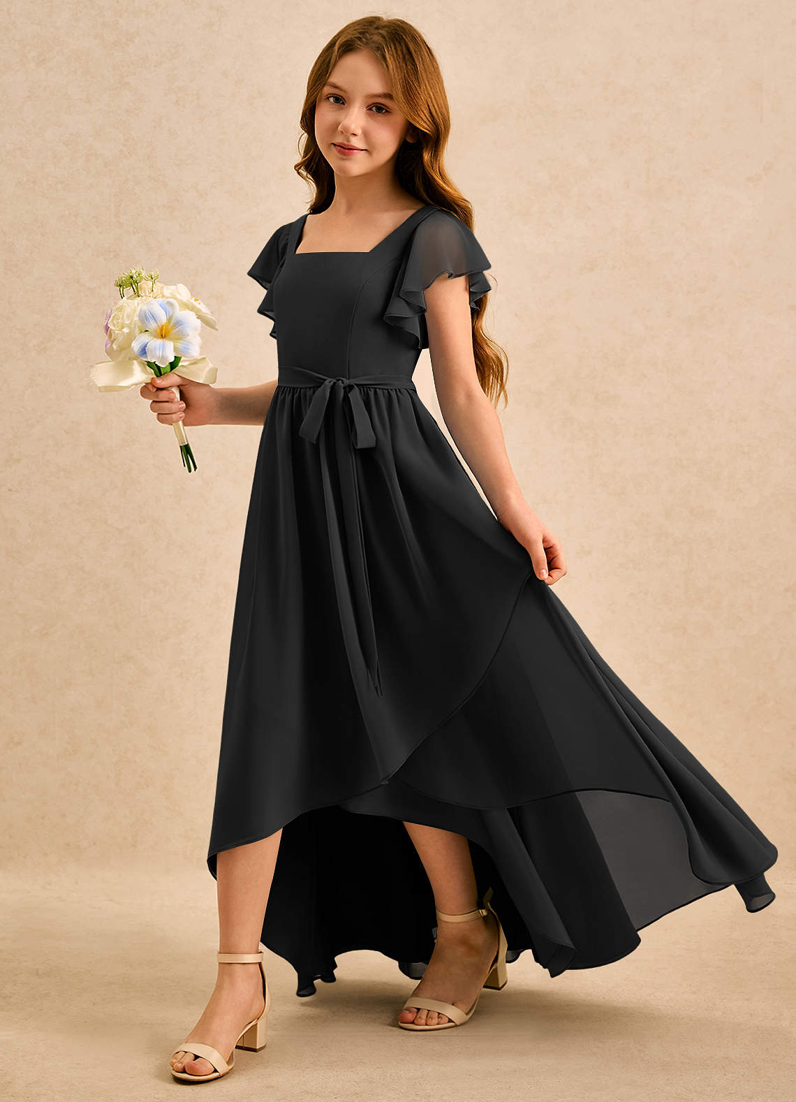 Azazie Milly Girls Formal Flower Girl Klänningar Klä A-Line i Chiffong Plisserad image5
