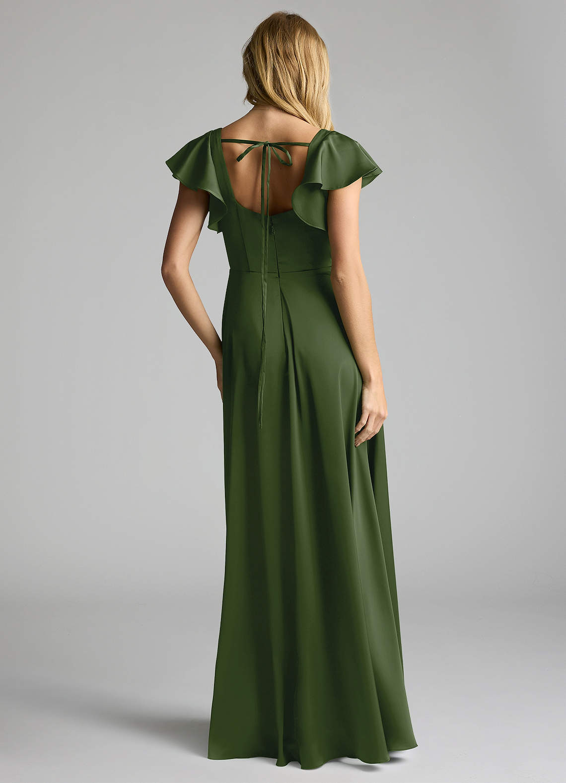 Azazie Bondi Bridesmaid Dresses Juniper A-Line Bow Stretch Satin Dress image3
