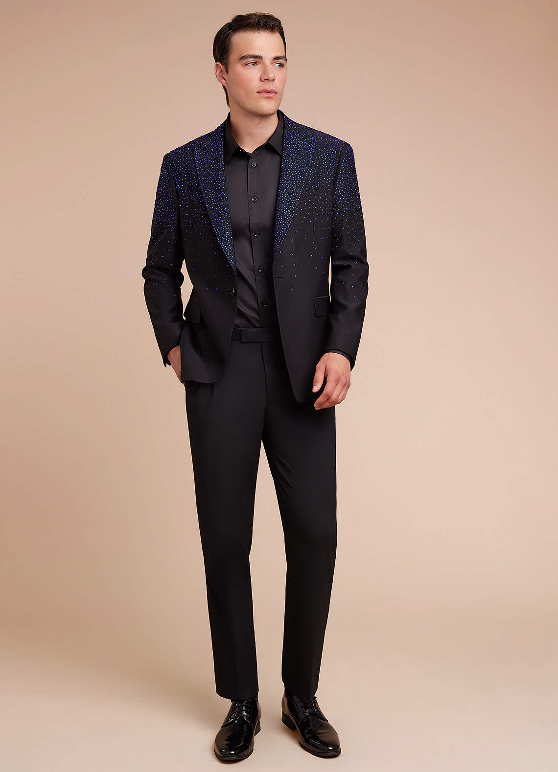 front Victor 검은색 라인스톤 턱시도