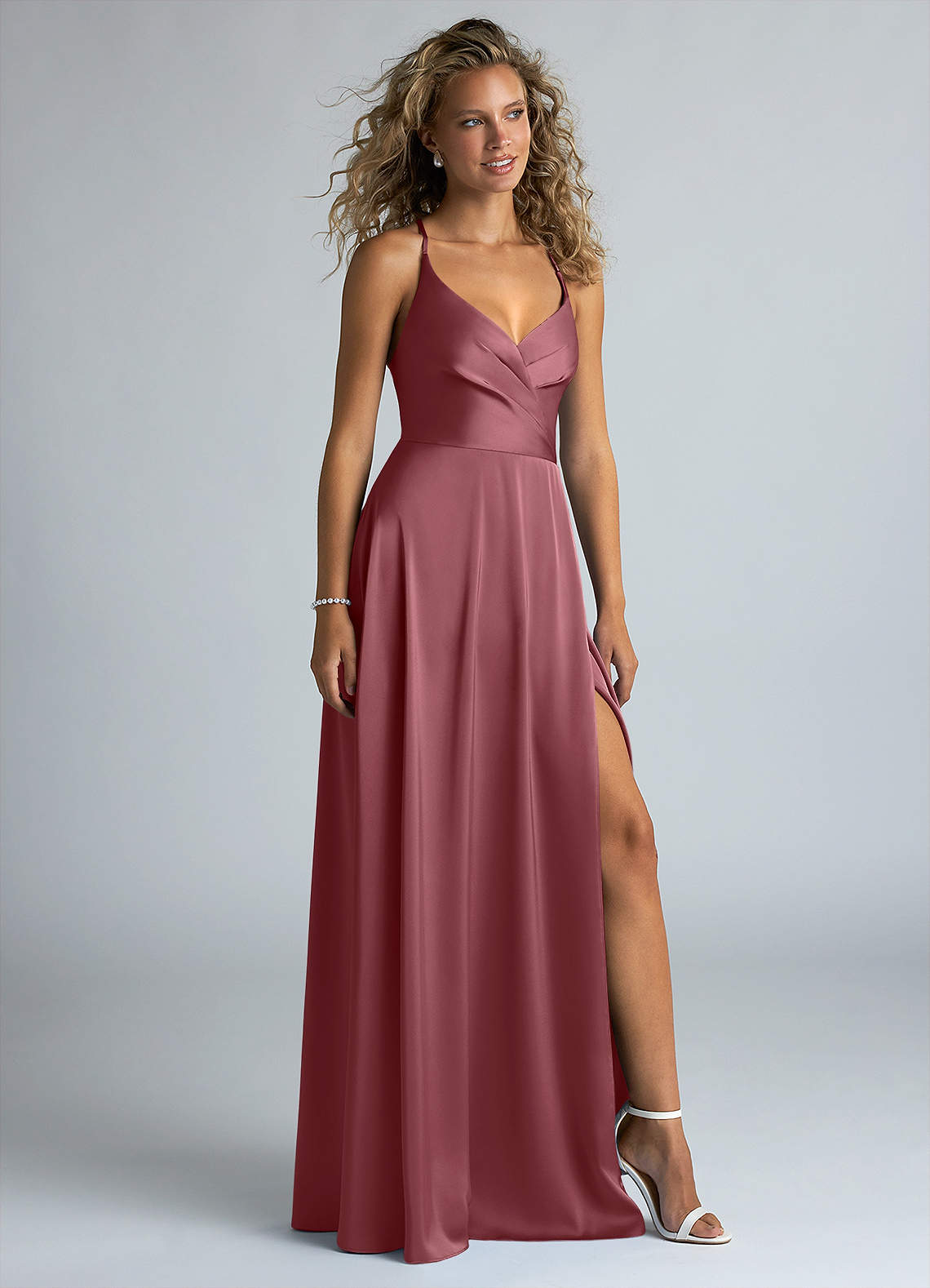 azazie desert rose bridesmaid dress Azazie Maci