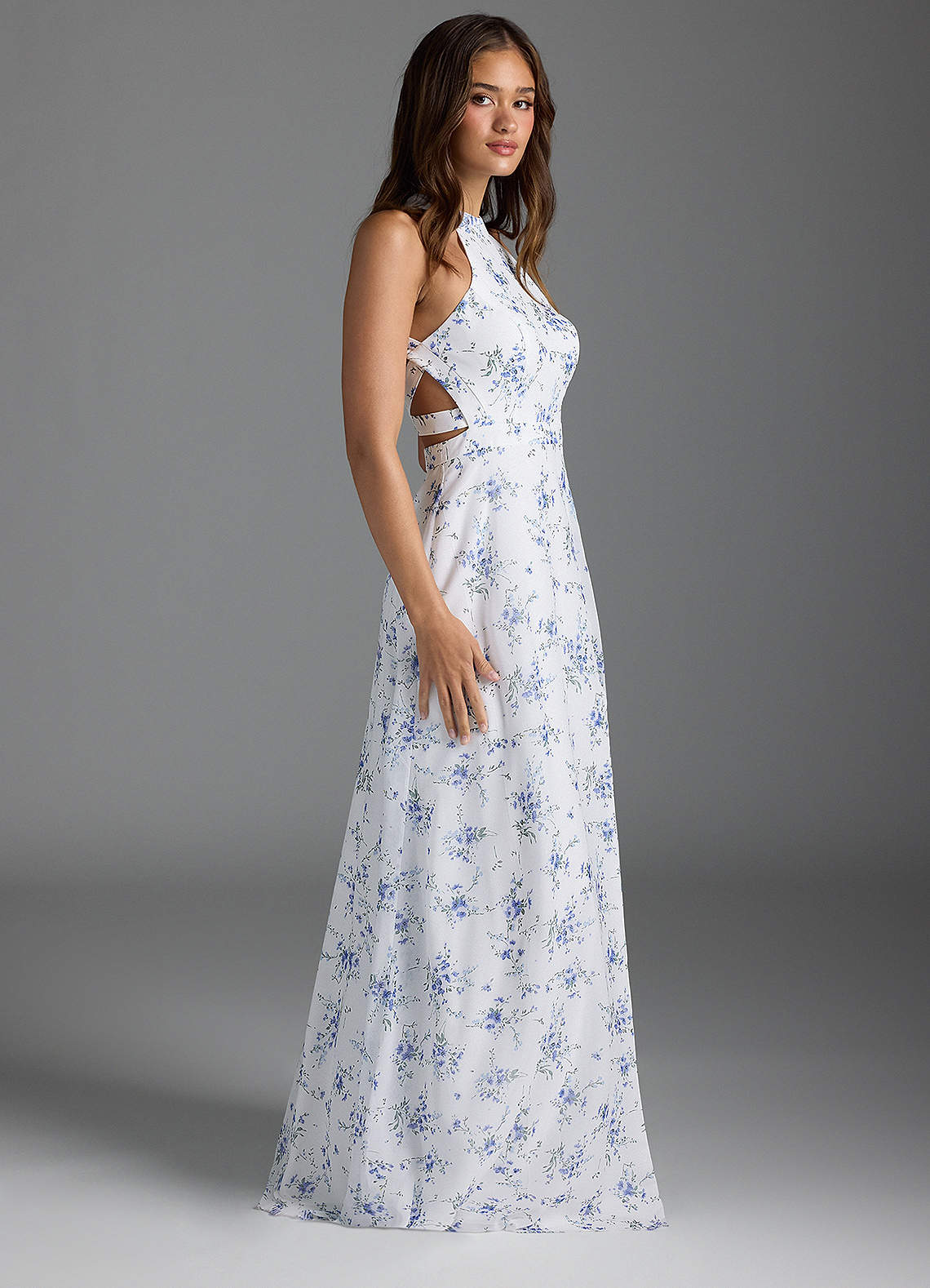 blue dress for baby girl Stevie Satin Floral Print Dress main image 1