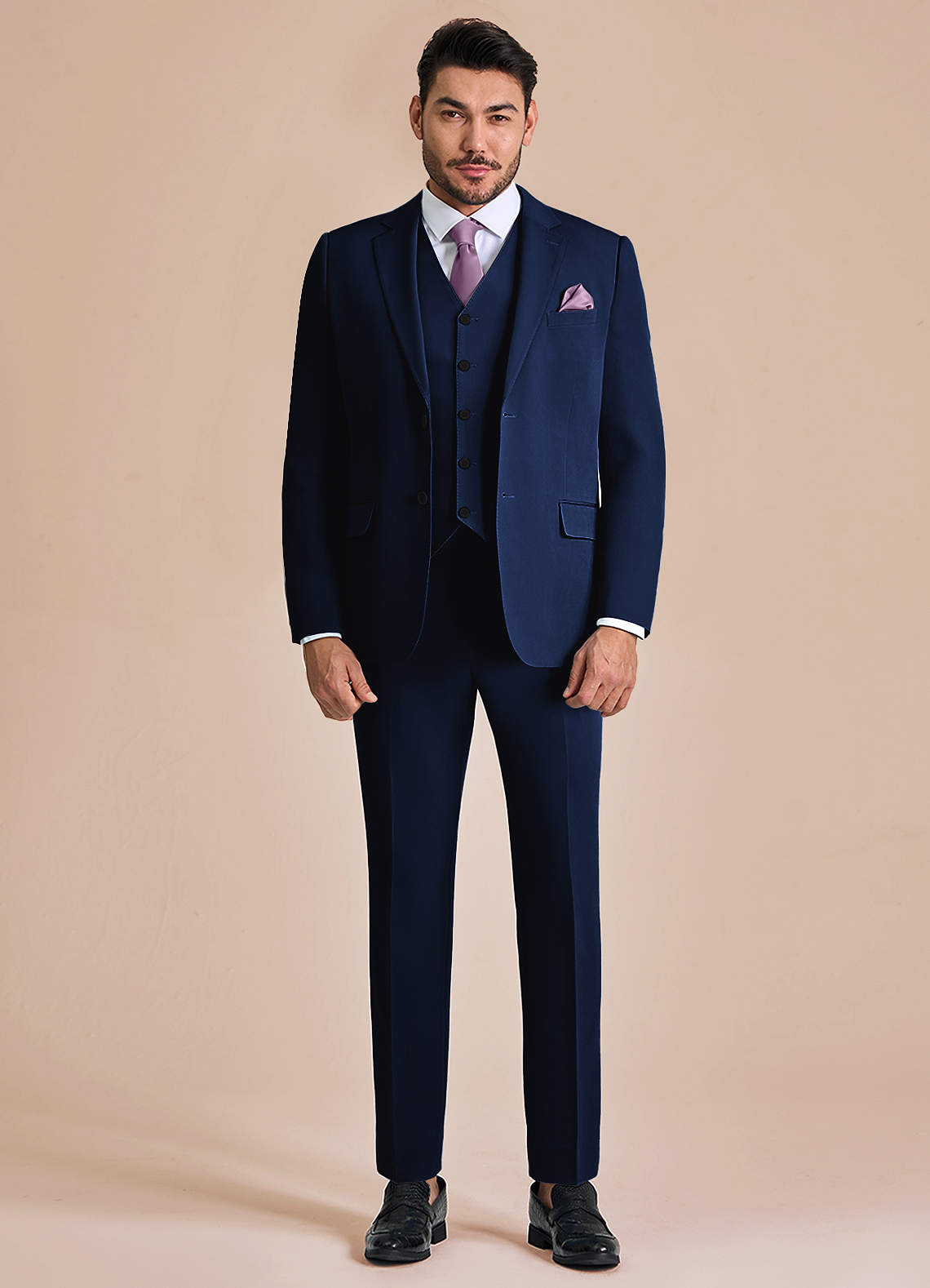 front James Blue Structured Stretch 3-piece suit