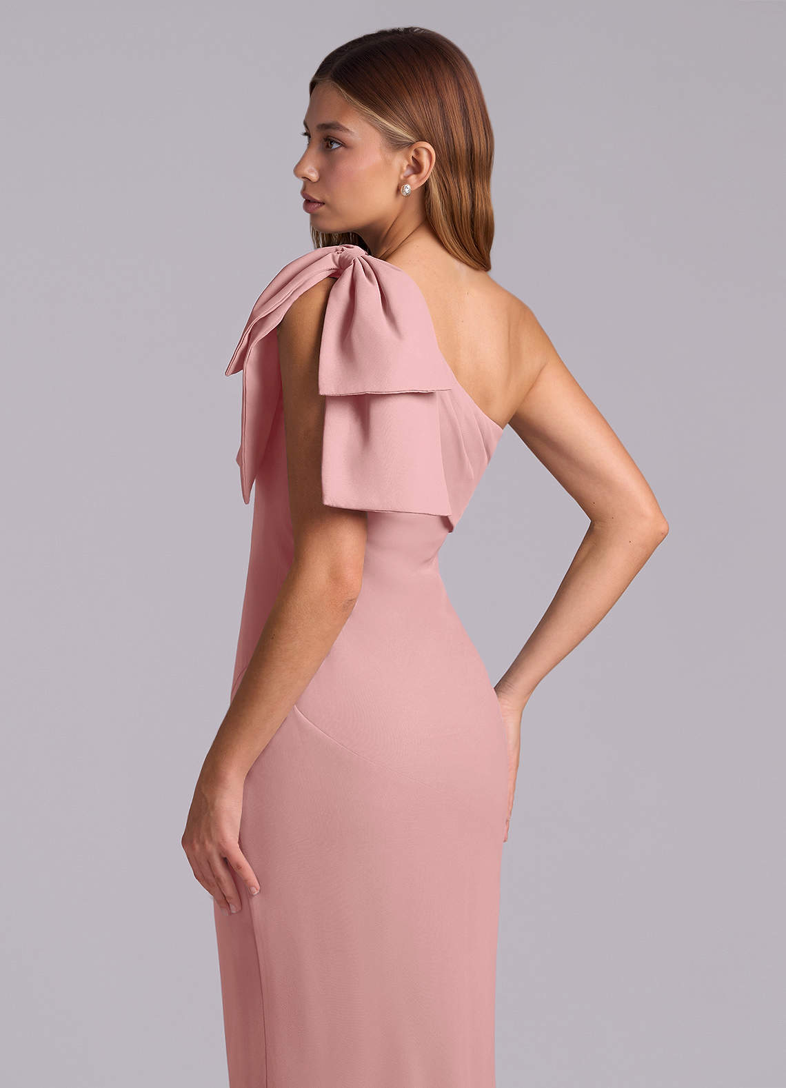 Azazie Yuanna Bridesmaid Dresses Dusty Rose Mermaid One Shoulder Chiffon Dress image7
