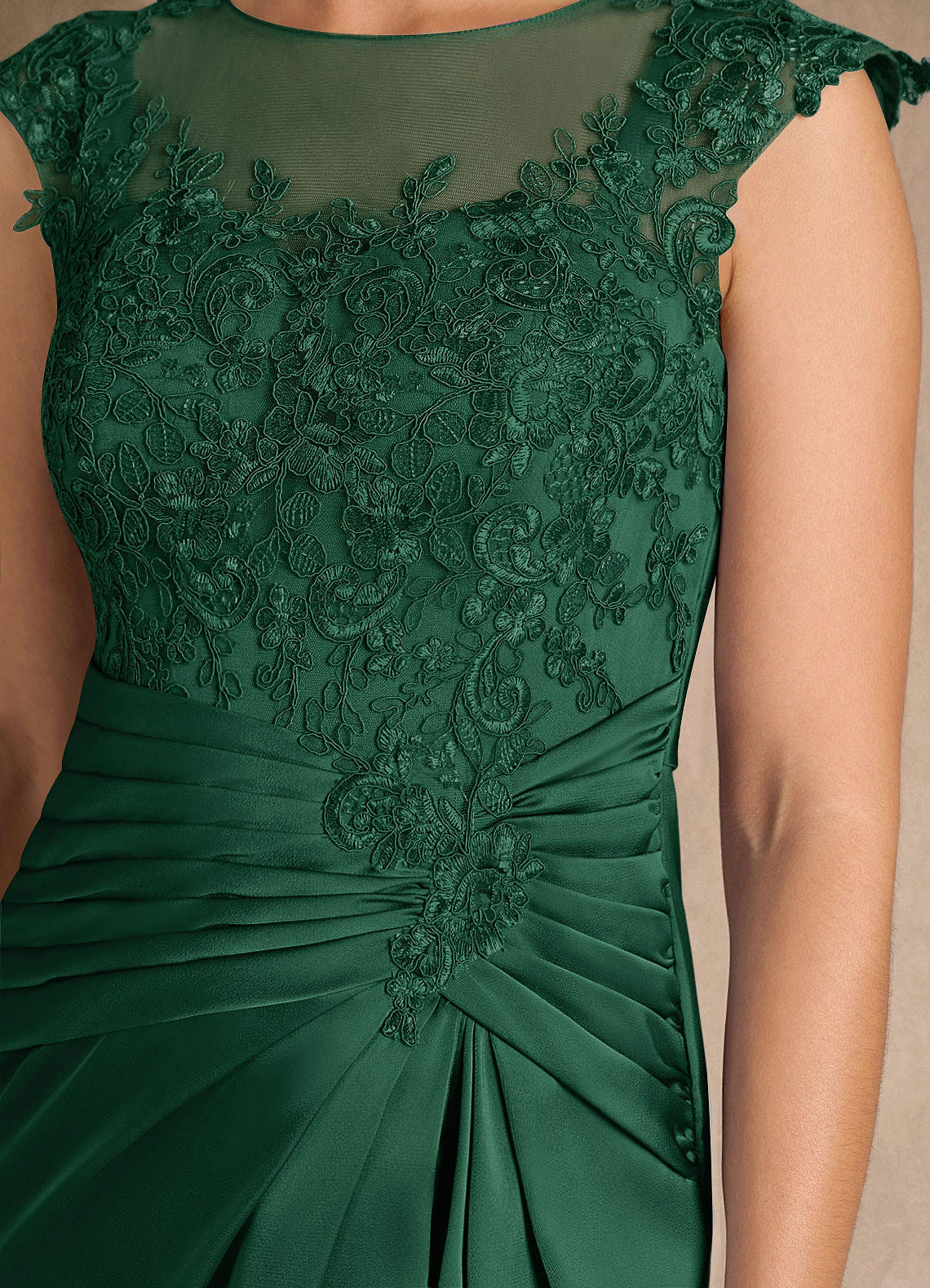 Azazie Santa Barbara vestidos de madre de la novia Vestido de Verde Oscuro de Satén Elástico de Recto con Plisado image8