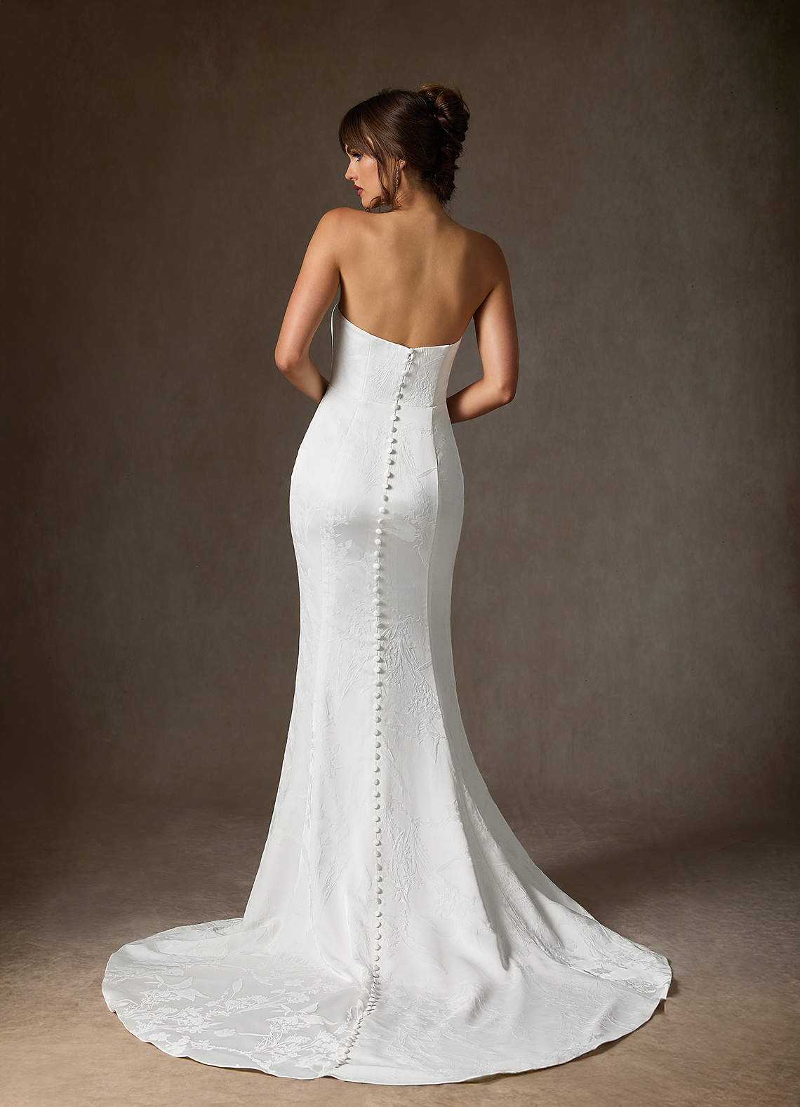 Azazie Serephina Wedding Dresses Diamond White Mermaid Strapless Floral Jacquard Dress image1