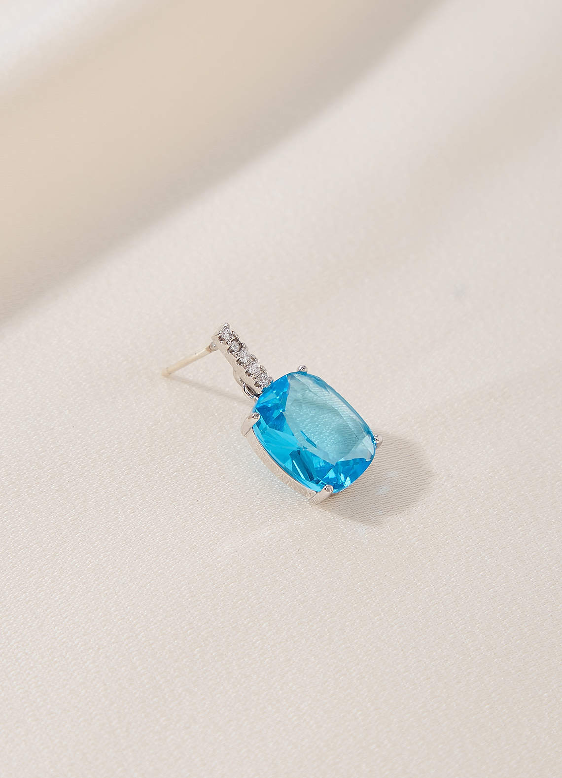 front Blue Crystal Drop Earrings