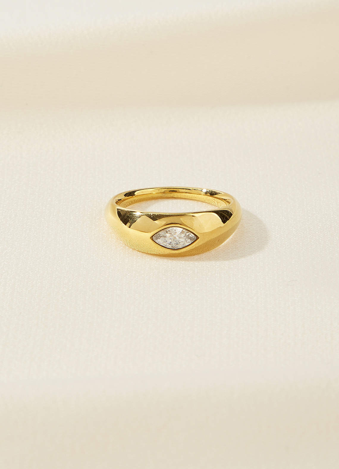 front Anillo con bisel de piedras preciosas en forma de marquesa mini