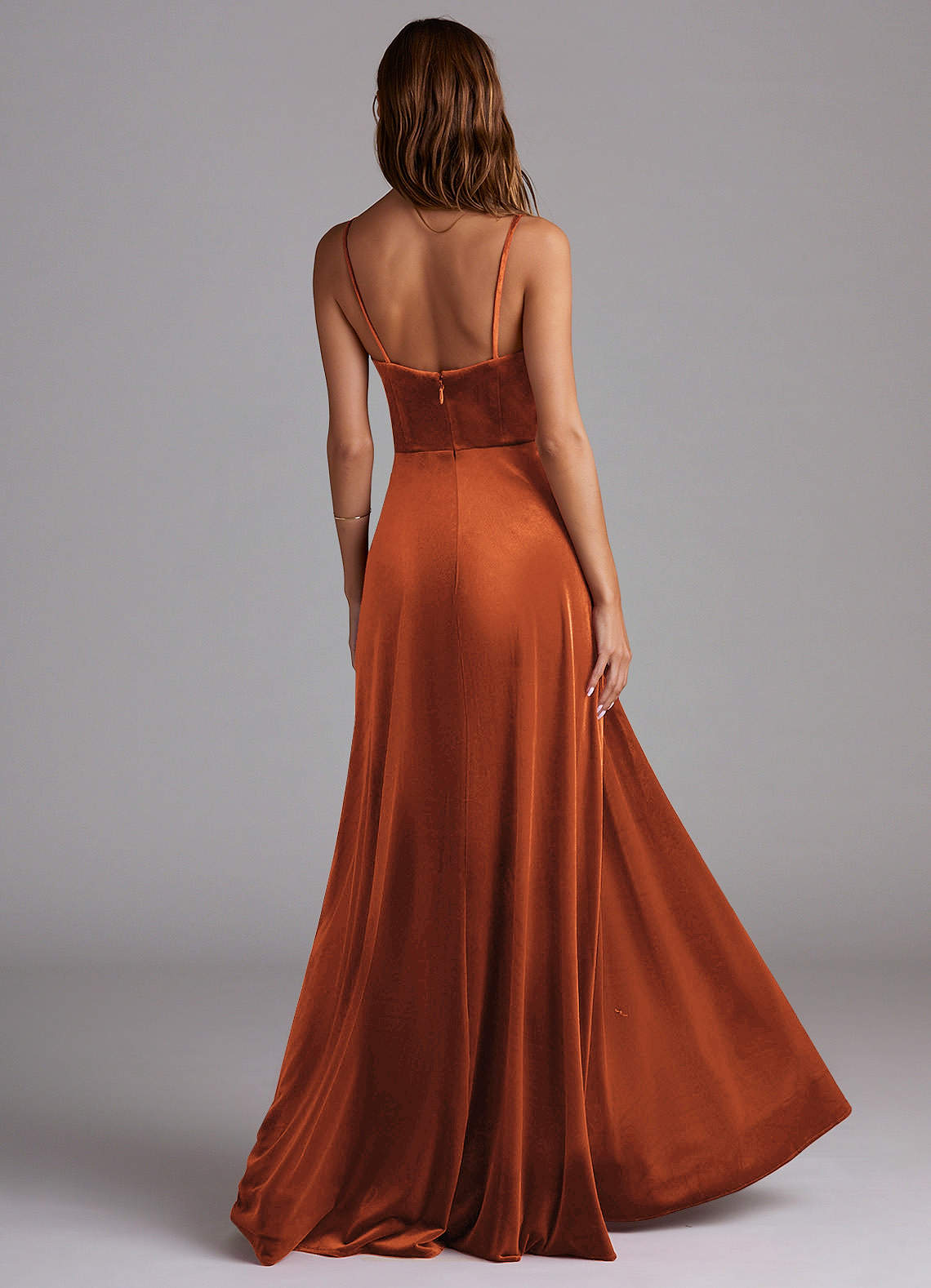Azazie Moira Ready to Ship Burnt Orange Velvet Bridesmaid Dresses | Azazie Azazie Moira Ready to Ship Burnt Orange Velvet Bridesmaid Dresses | Azazie