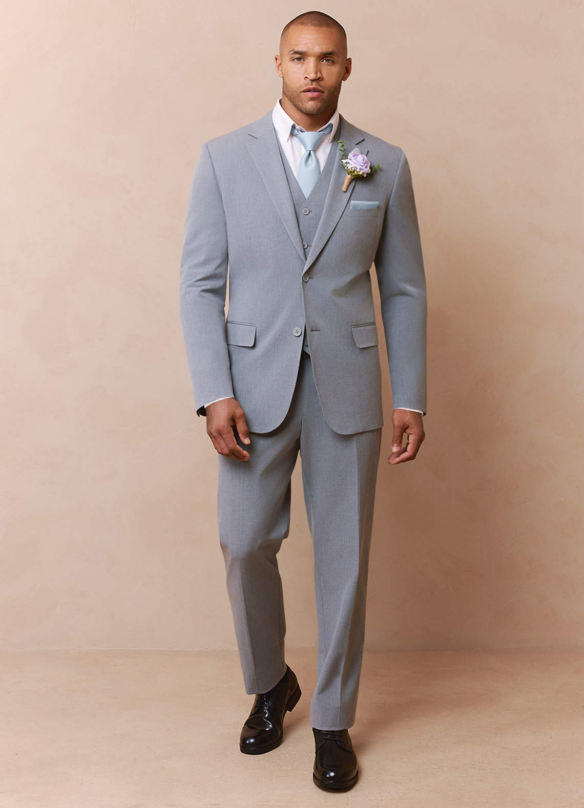 front Savile Grey Wool Blend 3-Piece Suit